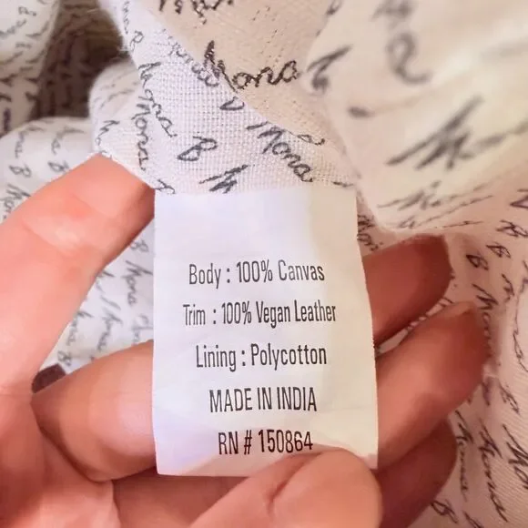 NWT Mona B Weekender Tote Blue Tan Upcycled Canvas Boho Carpet Print - Picture 9 of 11